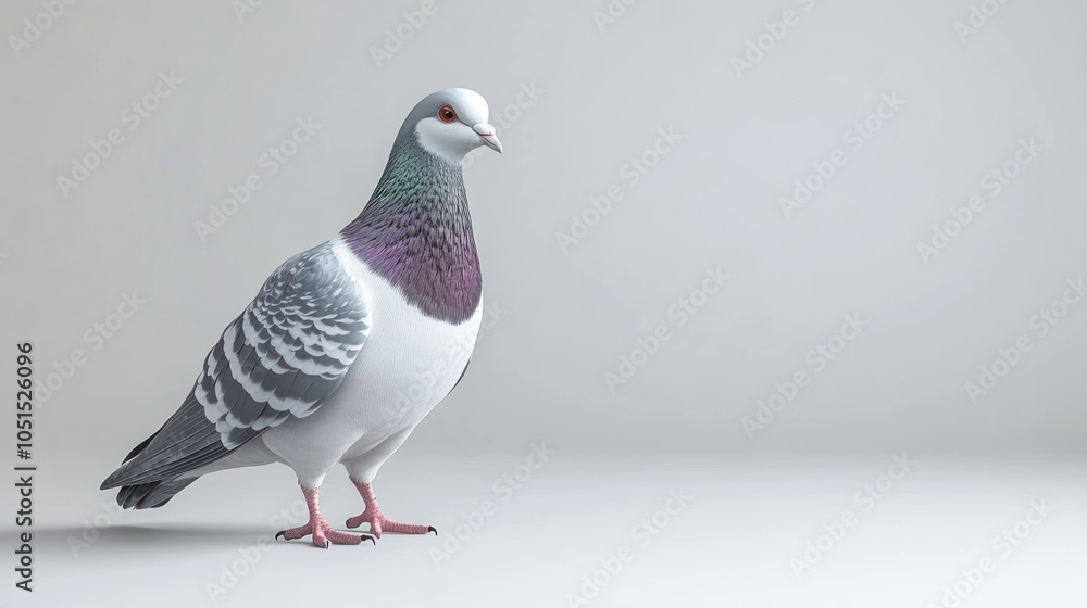 A Single Pigeon on a White Background A Single Pigeon on a White Background