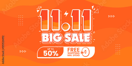 11 11 super sale promo banner with discount offer. 11 11 shopping festival super sale banner. Flash sale special offer banner for social media post or website banner. Flash sale campaign