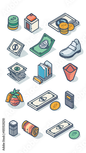exchange bill icons set