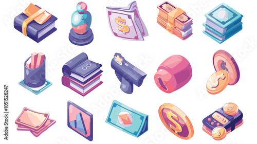 exchange bill icons set