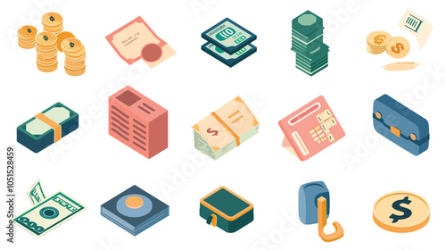 exchange bill icons set