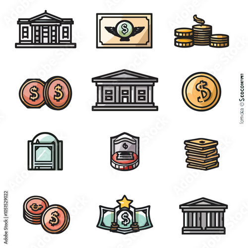 exchange bill icons set