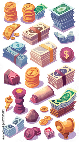 exchange bill icons set