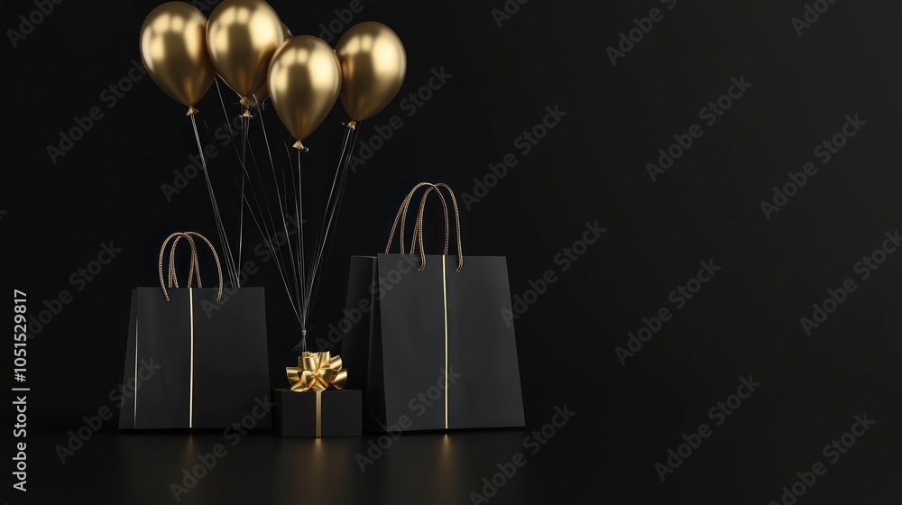 Black Friday Shopping Bags and Balloons Black Friday Shopping Bags and Balloons