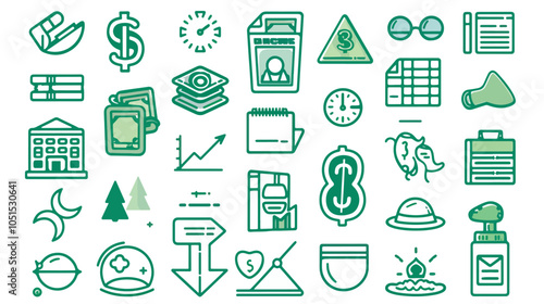 exchange bill icons set