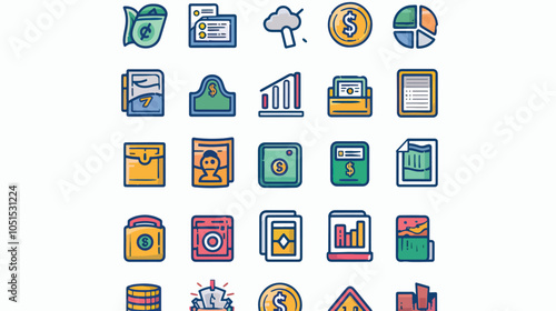 exchange bill icons set
