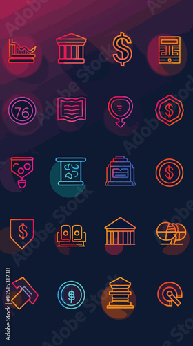 exchange bill icons set
