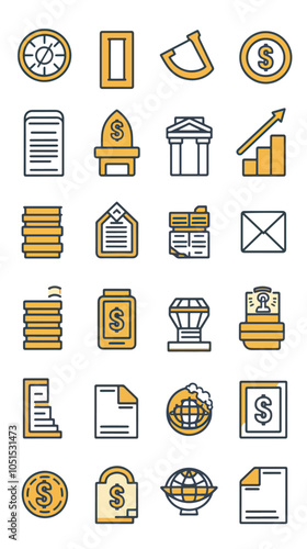 exchange bill icons set