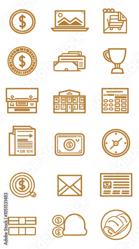 exchange bill icons set