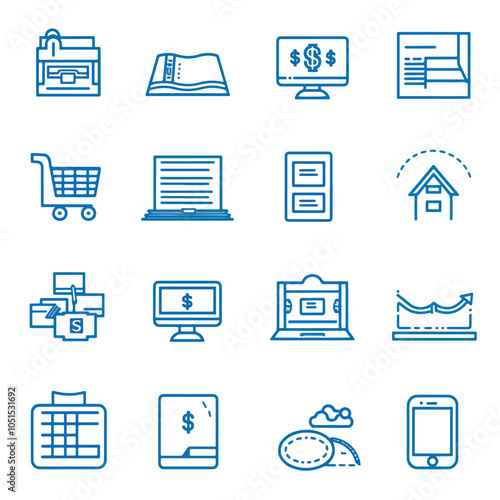 exchange bill icons set