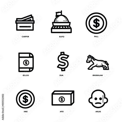 exchange bill icons set