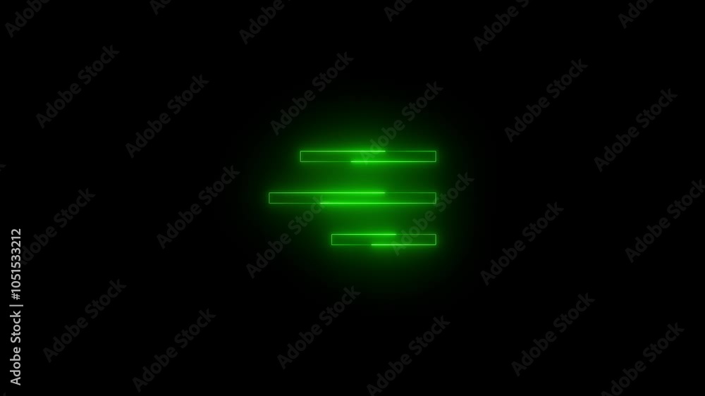 Neon list mirrored icon glowing black background animation Neon list mirrored icon glowing black background animation