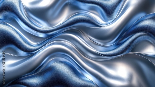 Wallpaper Mural Abstract Metallic Blue and Silver Wavy Surface Torontodigital.ca