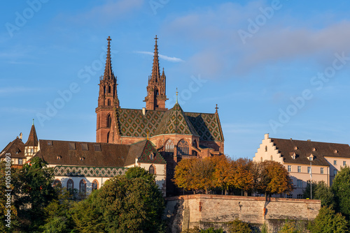 Basel Minster Cathedral And Pfalz Viewpoint In Switzerland photo