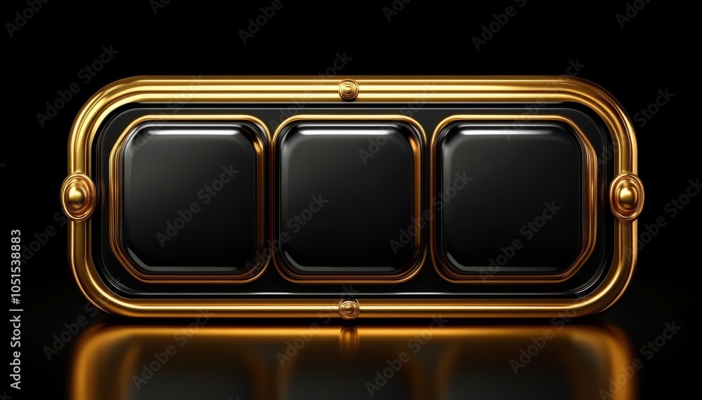 Obraz premium Black and Gold Rectangular Frame with Three Empty Panels