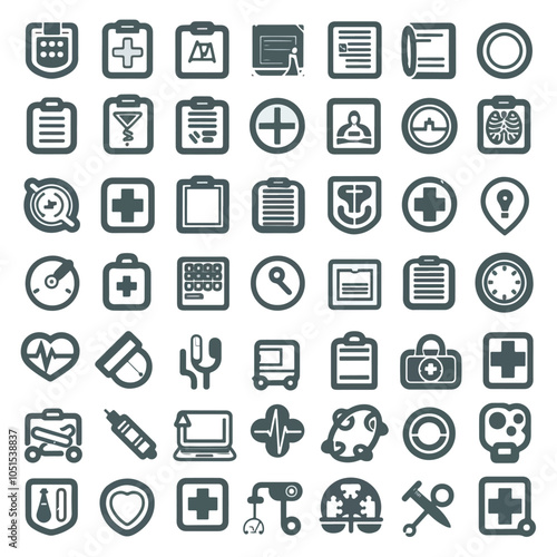 Healthcare icon set. Containing treatment, prevention, medical, health, diagnosis, report, illness, injury and more. Solid vector icons collection, Health Care Costs, Health care