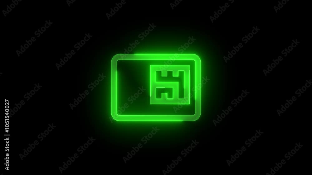 Smart card stroke icon glowing neon animation Smart card stroke icon glowing neon animation