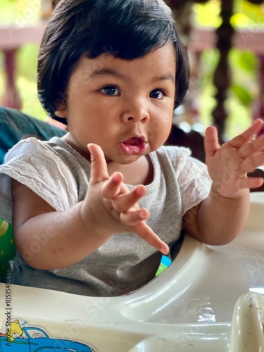 Portrait of a cute little Asian baby girl