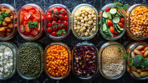 Colorful Food Ingredients in Glass Jars