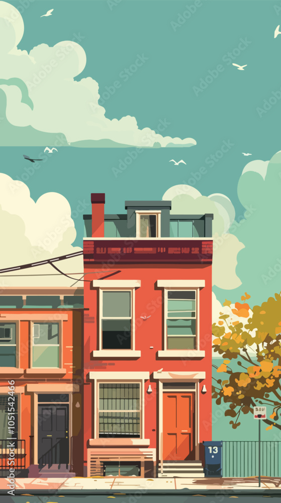 Fototapeta premium House vector flat illustration, Mortgages, Moving, New Location 