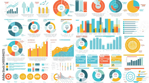 Infographic Set Graph and Charts, Diagrams, flat vector illustration, investment graph