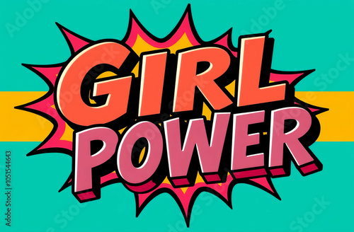 Girl Power pop art explosion background comic book style	
