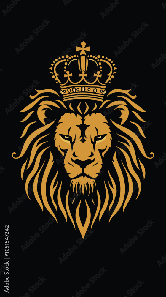 Obraz premium Lion and crown logo isolated background