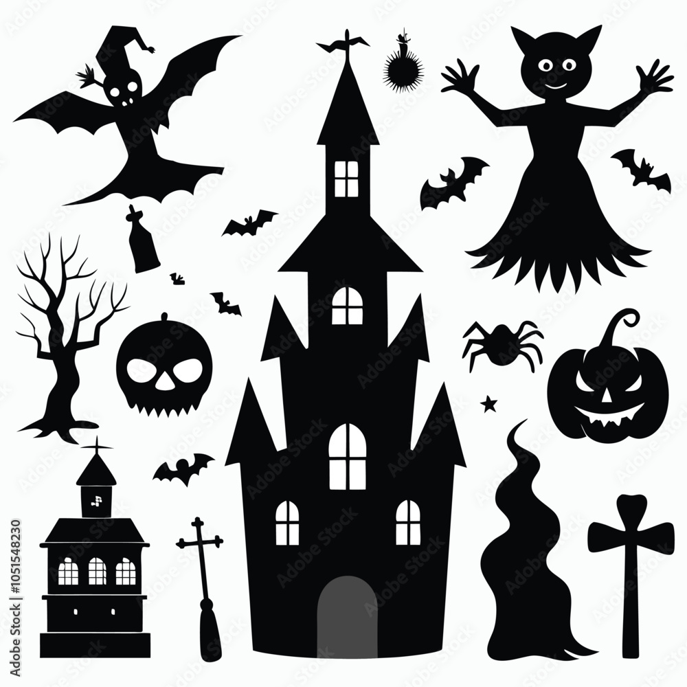 Halloween silhouette elements Halloween silhouette elements