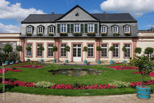 Orangerie am Schloss in Bad Homburg vor der Höhe und Kirchtürme Erlöserkirche photo