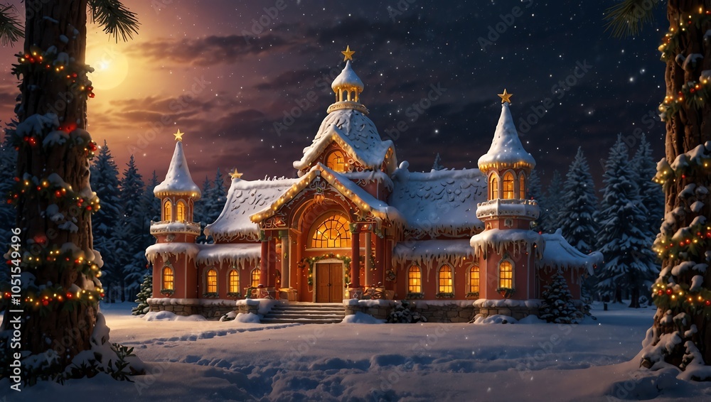 Naklejka premium A snow-covered church