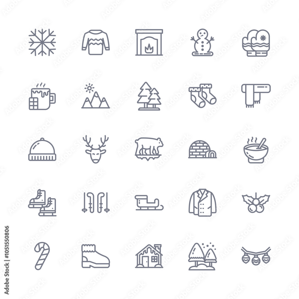 Vector Winter Icons Set of Illustrations for Festive Celebrations Vector Winter Icons Set of Illustrations for Festive Celebrations