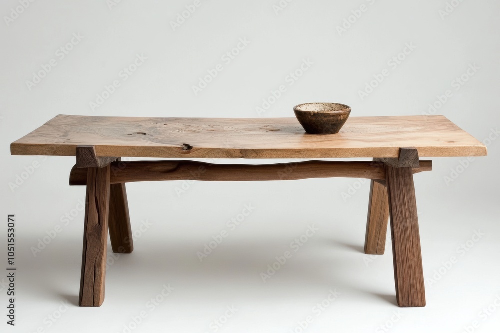 Fototapeta premium A wooden table with a bowl on top of it