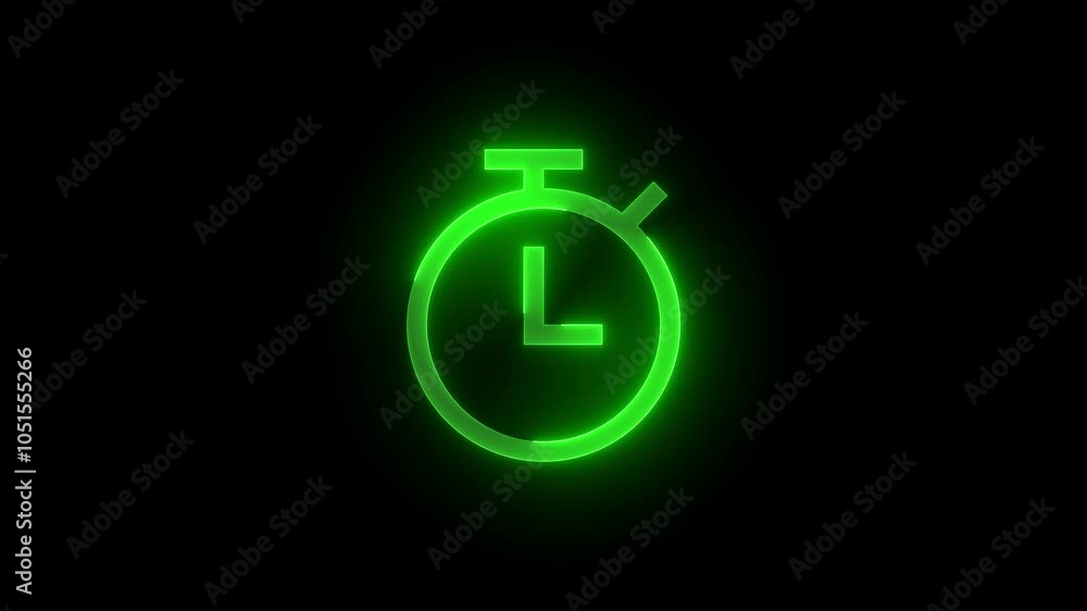 Stopwatch stroke icon glowing neon animation Stopwatch stroke icon glowing neon animation