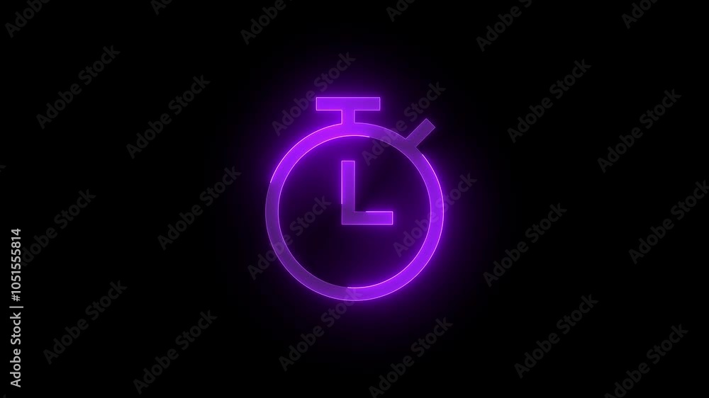 Stopwatch stroke icon glowing neon animation Stopwatch stroke icon glowing neon animation