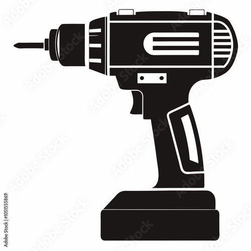 Cordless Power Tool Silhouette Vector Illustration Simple Tool Design