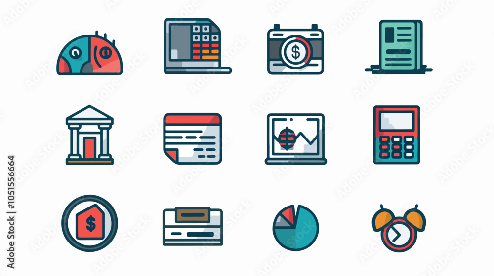 online banking service icons set online banking service icons set