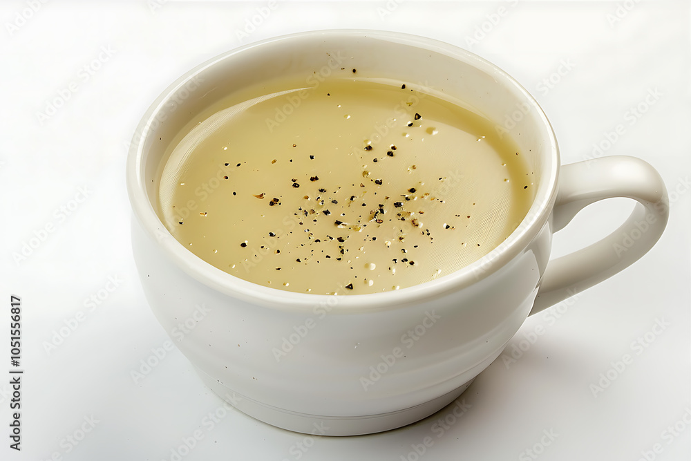 Jerusalem artichoke soup in a white ceramic bowl