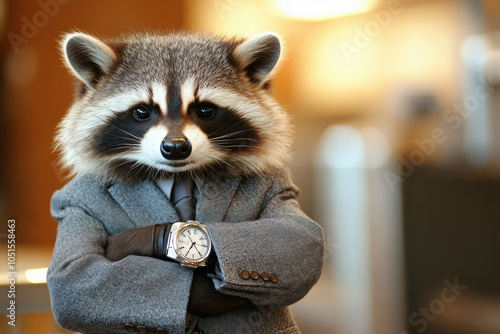 Raccoon in Business Suit Portrait photo