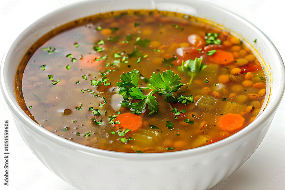 Lentil soup in a white ceramic bowl=1 (2) Lentil soup in a white ceramic bowl=1 (2)