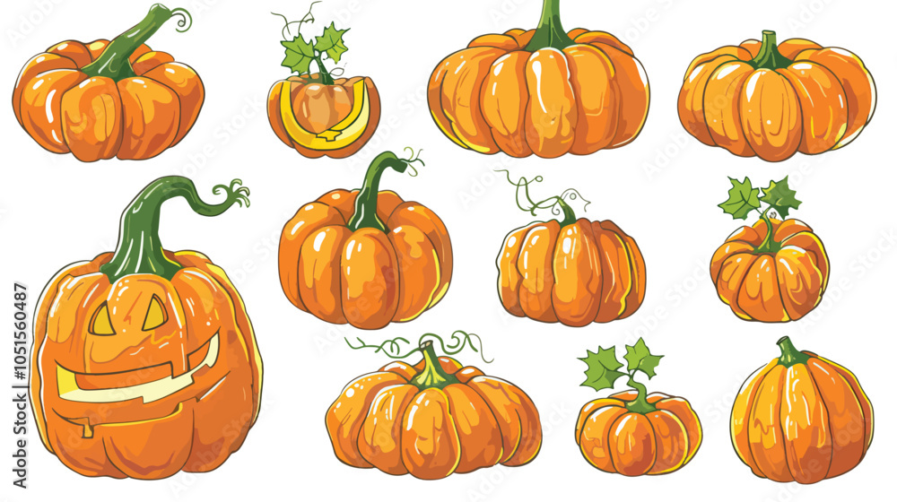 Pumpkin vector drawing set Pumpkin vector drawing set