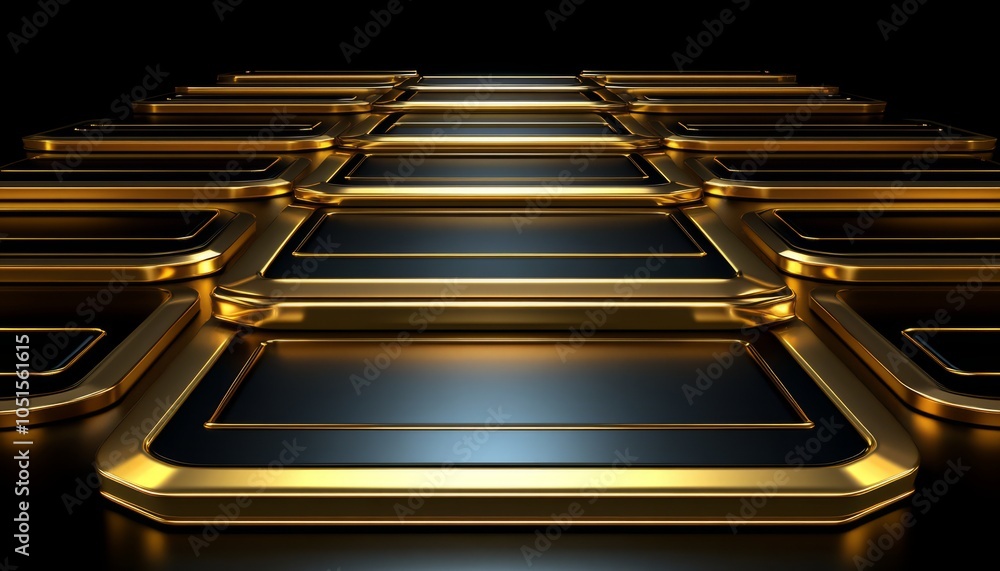 Obraz premium Golden and Black Rectangular Abstract Pattern