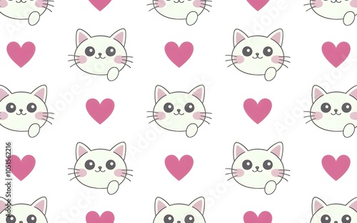 Wallpaper Mural Cute Cat Pattern Torontodigital.ca