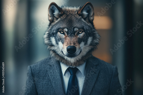 Business Wolf in Suit photo