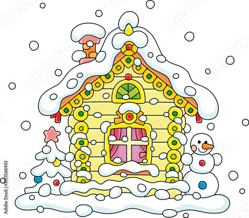 Christmas decorated snow-co...