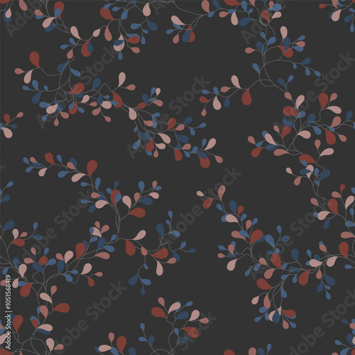 seamless pattern of branches and leaves