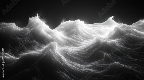 Abstract White Waves on a Black Background photo