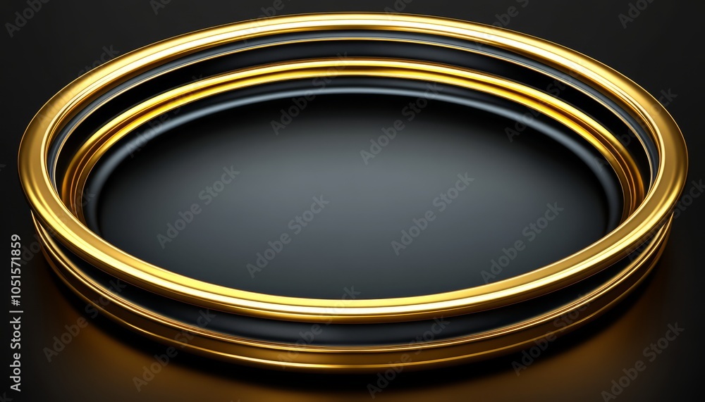 Three Interlocking Golden Rings on a Black Surface Three Interlocking Golden Rings on a Black Surface