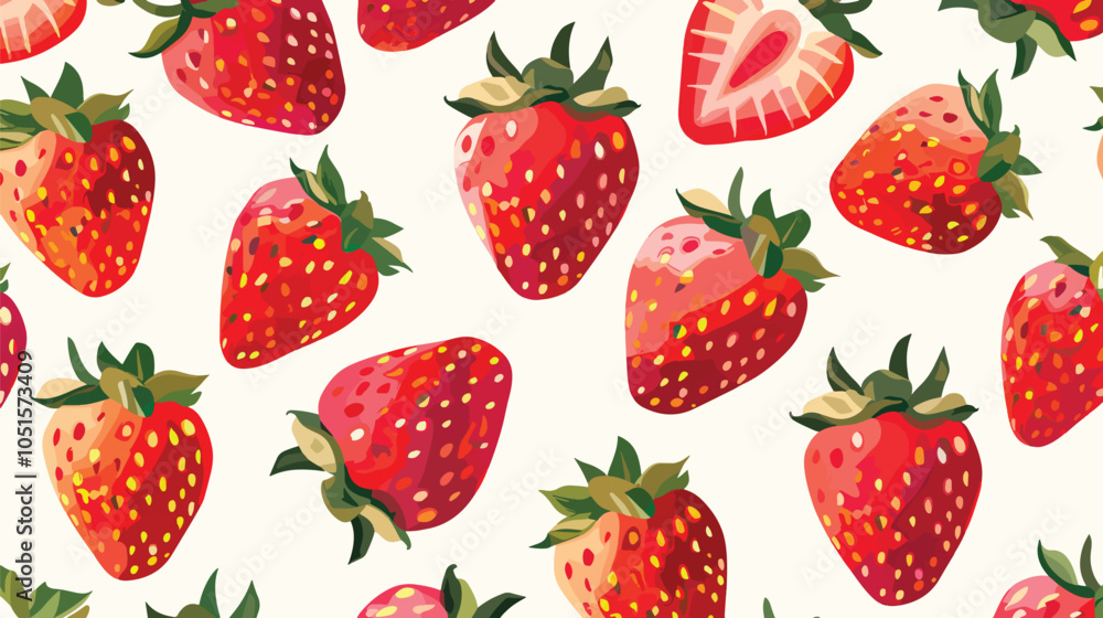 Seamless strawberry pattern. Vector summer background with red berries Seamless strawberry pattern. Vector summer background with red berries