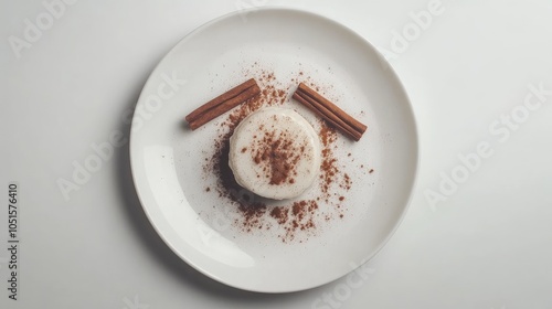 Delicious Dessert with Cinnamon Garnish on White Plate photo