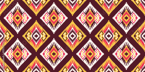 Ethnic ikat seamless pattern.beautiful pattern. folk embroidery,bohemian style,aztec geometric art print.ethnic ikat abstract art.Seamless fabric. Ikat design for fabric, carpet, wallpaper, clothing.